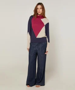 Rodier Pulls|Pull Priscille en Laine mélangée rouge grenat