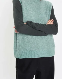 Marc O'Polo Pulls|Pull sans manches en Laine & Alpaga mélangés vert