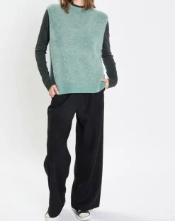 Marc O'Polo Pulls|Pull sans manches en Laine & Alpaga mélangés vert