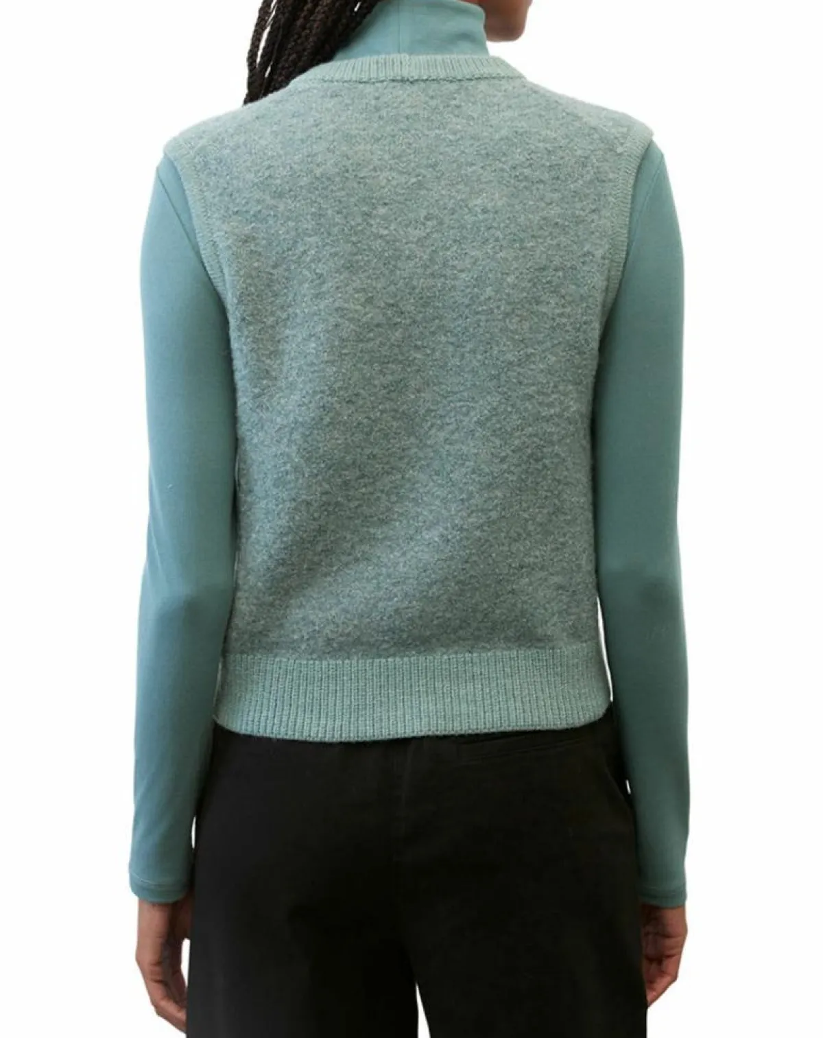 Marc O'Polo Pulls|Pull sans manches en Laine & Alpaga mélangés vert