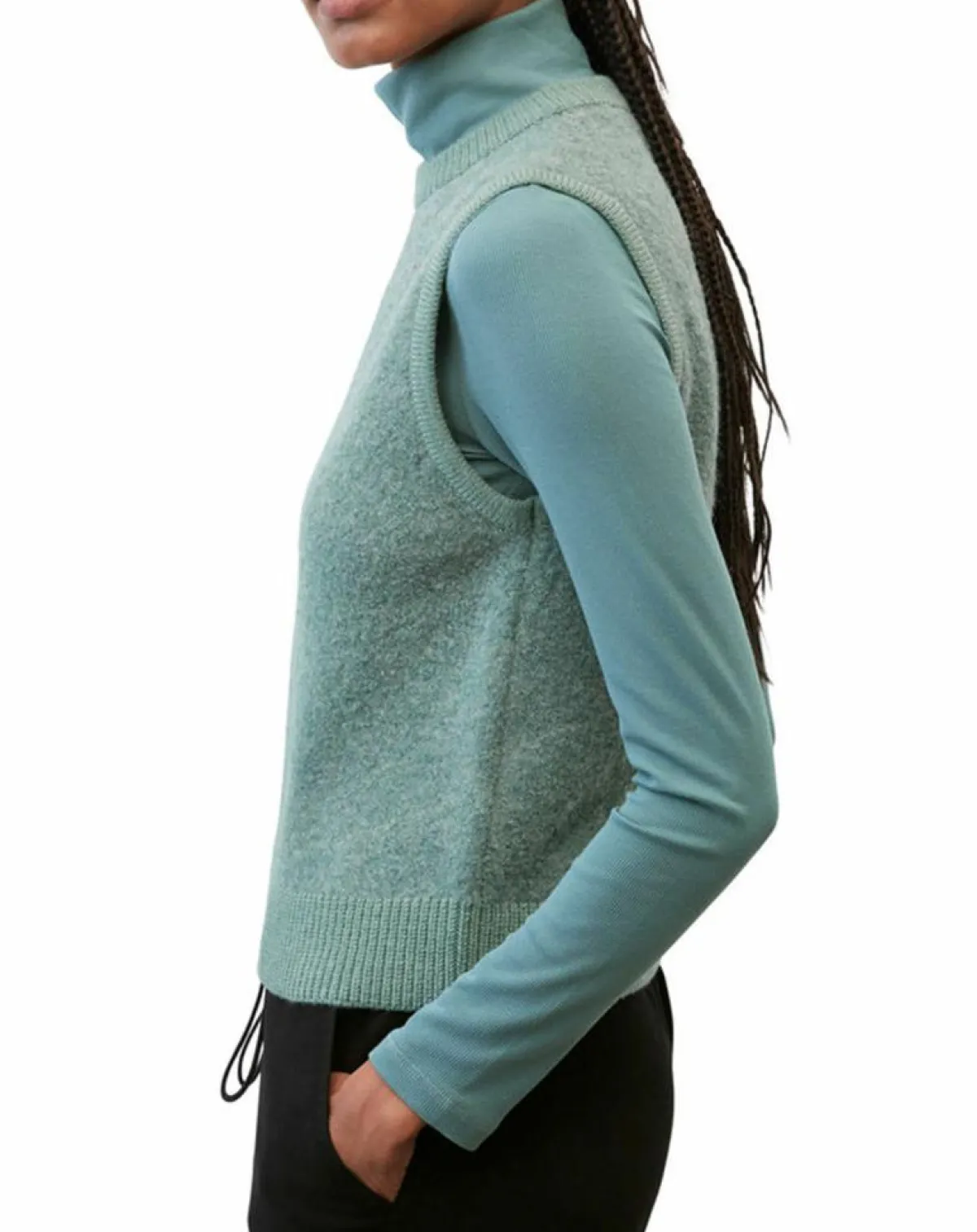 Marc O'Polo Pulls|Pull sans manches en Laine & Alpaga mélangés vert