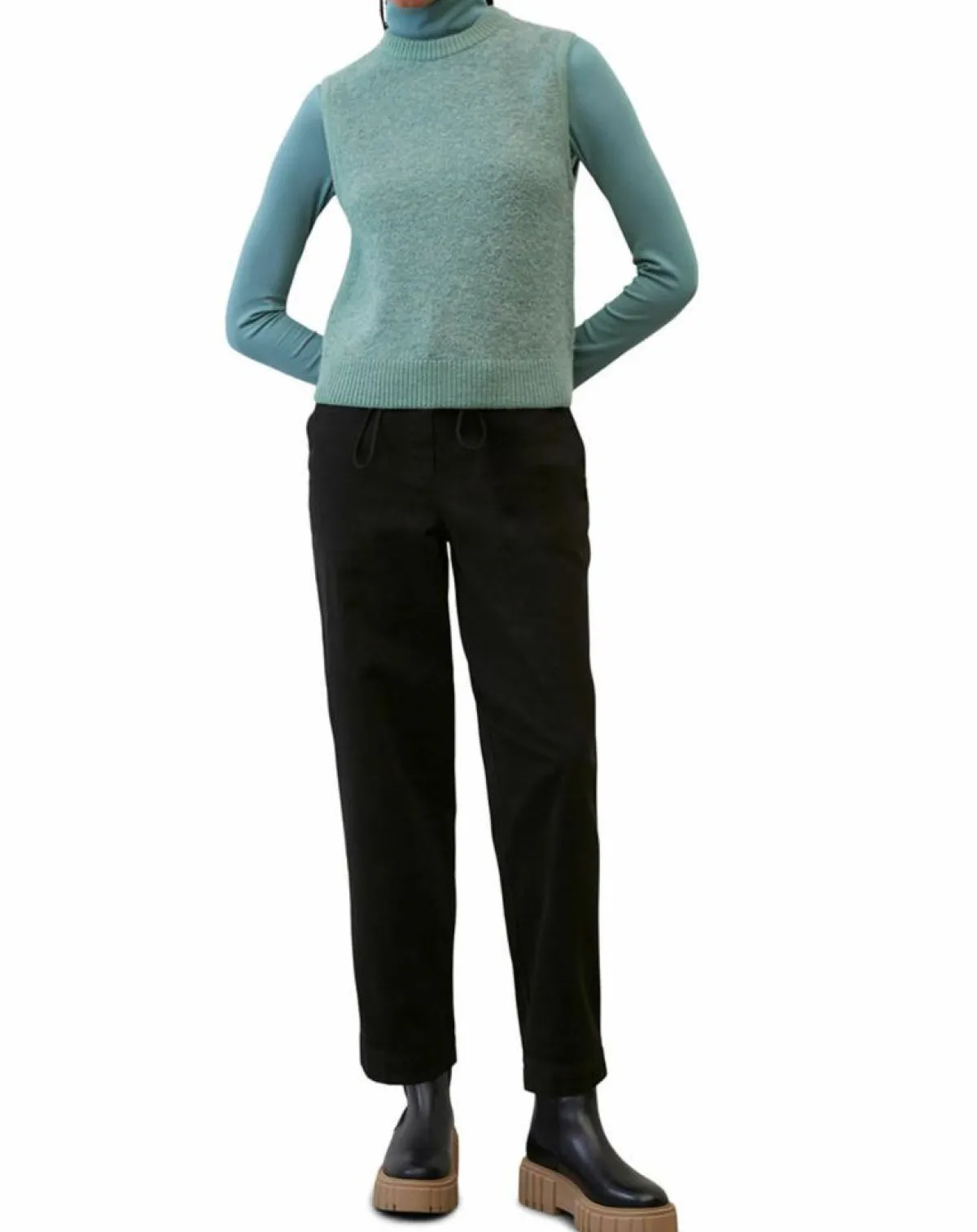 Marc O'Polo Pulls|Pull sans manches en Laine & Alpaga mélangés vert