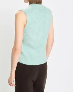 Marc O'Polo Pulls|Pull sans manches en Laine & Alpaga mélangés bleu clair