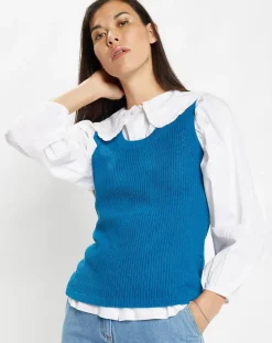 Galeries Lafayette Pulls|Pull sans manches en Maille mélangée Fido bleu moyen