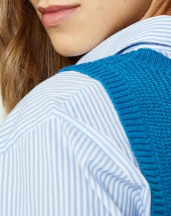 Galeries Lafayette Pulls|Pull sans manches en Maille mélangée Fido bleu moyen