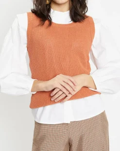 Galeries Lafayette Pulls|Pull sans manches en Maille mélangée Fido rouille