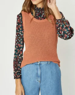 Galeries Lafayette Pulls|Pull sans manches en Maille mélangée Fido rouille