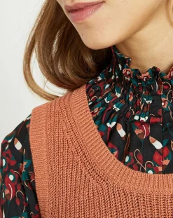 Galeries Lafayette Pulls|Pull sans manches en Maille mélangée Fido rouille