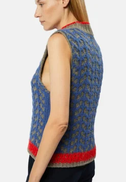 Rodier Pulls|Pull Suzette en Alpaga mélangé sans manches colore bleu outremer