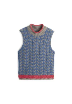 Rodier Pulls|Pull Suzette en Alpaga mélangé sans manches colore bleu outremer