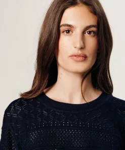 Rodier Pulls|Pull Tamara ajouré bleu nuit