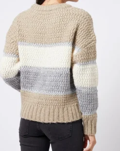 Esprit Pulls|Pull Tricot en grosse maille fantaisie tricolore beige/gris/blanc