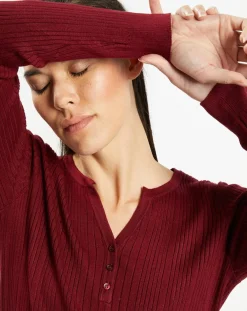 Galeries Lafayette Pulls|Pull tunisien en Maille côtelée Fya bordeaux