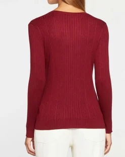 Galeries Lafayette Pulls|Pull tunisien en Maille côtelée Fya bordeaux