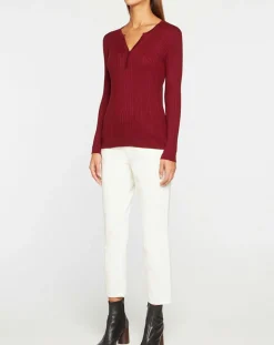 Galeries Lafayette Pulls|Pull tunisien en Maille côtelée Fya bordeaux