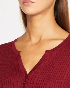 Galeries Lafayette Pulls|Pull tunisien en Maille côtelée Fya bordeaux