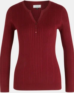 Galeries Lafayette Pulls|Pull tunisien en Maille côtelée Fya bordeaux