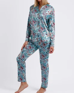 Admas Lingerie, Nuit|Pyjama Chemise & Pantalon Nadia bleu