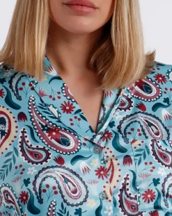 Admas Lingerie, Nuit|Pyjama Chemise & Pantalon Nadia bleu