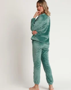 Admas Lingerie, Nuit|Pyjama corail Be Kind to the Planet B vert feuille