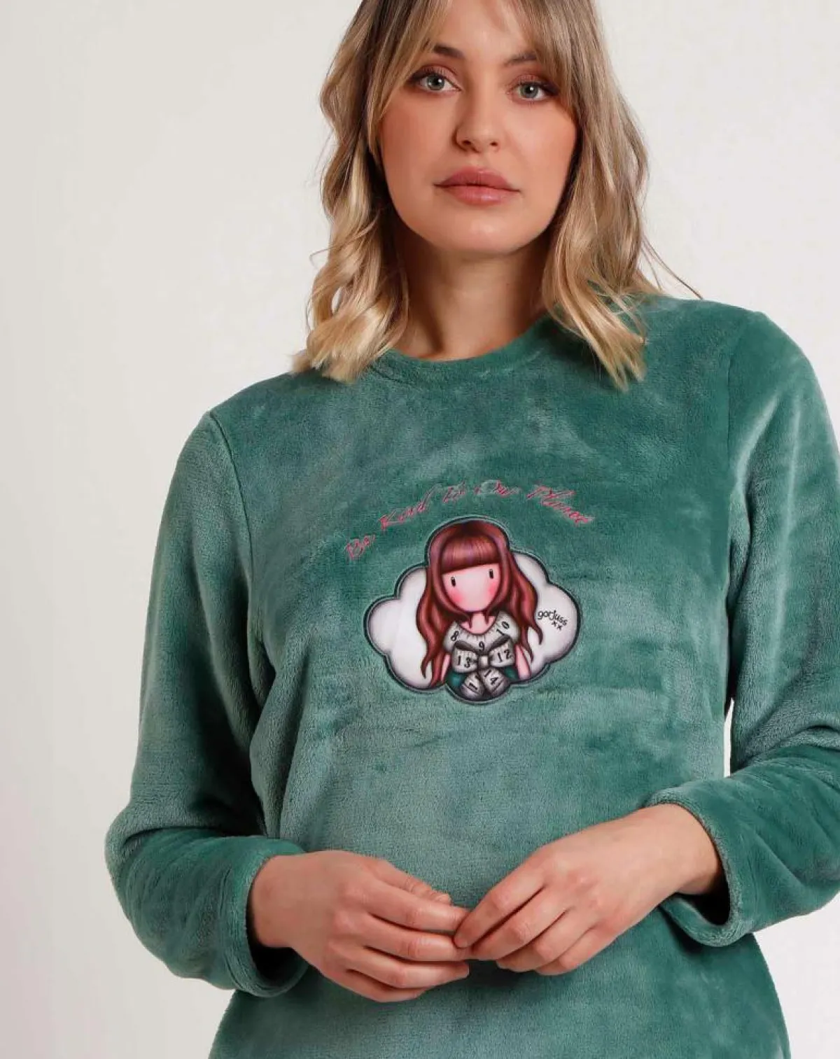 Admas Lingerie, Nuit|Pyjama corail Be Kind to the Planet B vert feuille