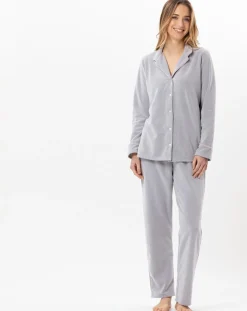 Le Chat Lingerie, Nuit|Pyjama en micropolaire Douce gris chiné