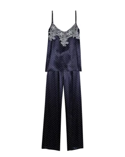 Le Chat Lingerie, Nuit|Pyjama en satin Moon marine
