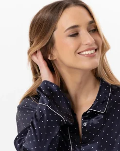 Le Chat Lingerie, Nuit|Pyjama en satin Moon marine