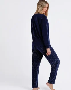 Admas Lingerie, Nuit|Pyjama en velours Good Morning Mouse bleu marine