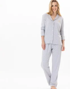 Le Chat Lingerie, Nuit|Pyjama Garance gris chiné/blanc
