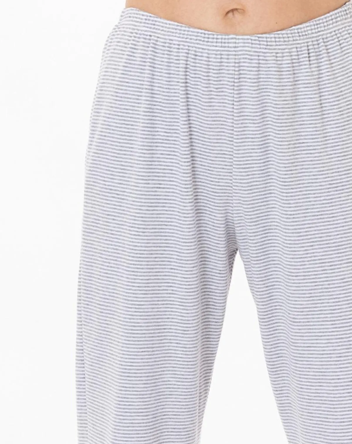 Le Chat Lingerie, Nuit|Pyjama Garance gris chiné/blanc