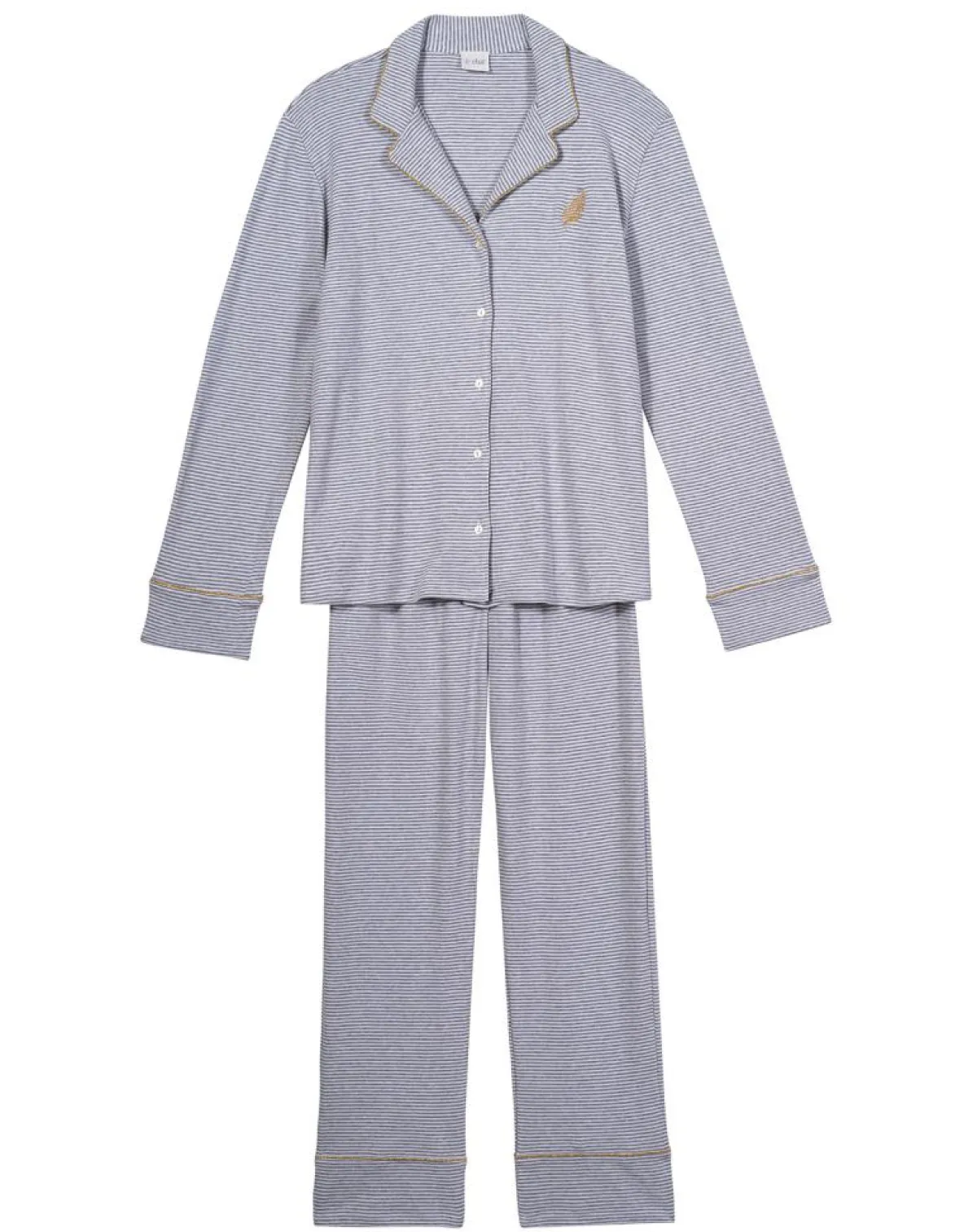 Le Chat Lingerie, Nuit|Pyjama Garance gris chiné/blanc