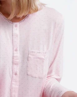 Mr Wonderful Lingerie, Nuit|Pyjama haut à manches longues & pantalon rose clair