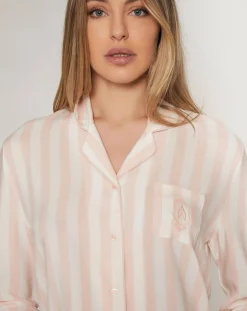 Mr Wonderful Lingerie, Nuit|Pyjama haut à manches longues & pantalon rose clair