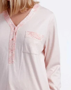 Admas Classic Lingerie, Nuit|Pyjama Haut à manches longues & Pantalon Orla rose