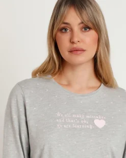 Admas Lingerie, Nuit|Pyjama Pink Hearts C gris chiné
