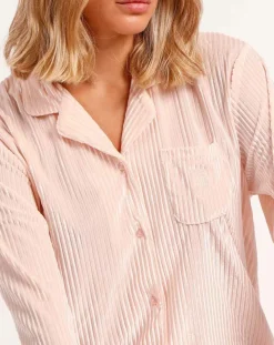 Admas Classic Lingerie, Nuit|Pyjama T-Shirt Manches Longues & Pantalon rose