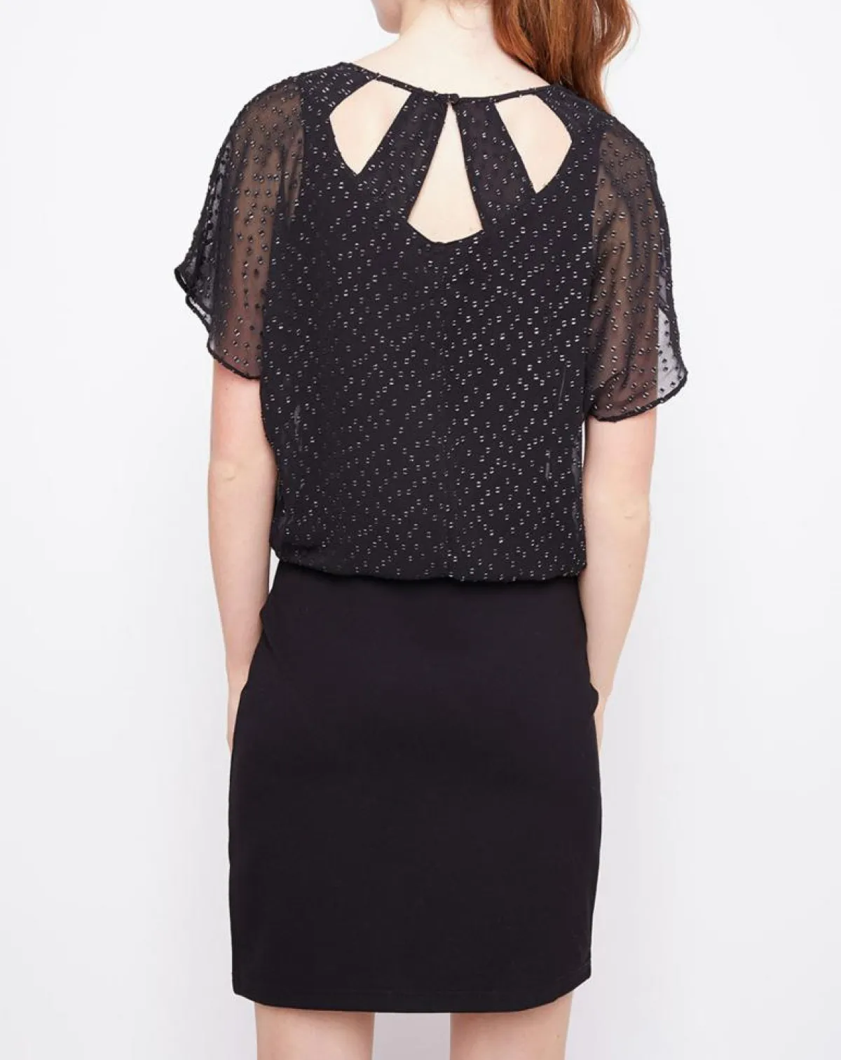 Esprit Robes|Robe 2 en 1 Plumetis argenté/noir