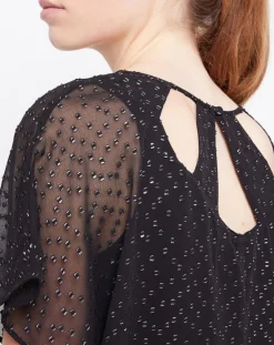 Esprit Robes|Robe 2 en 1 Plumetis argenté/noir