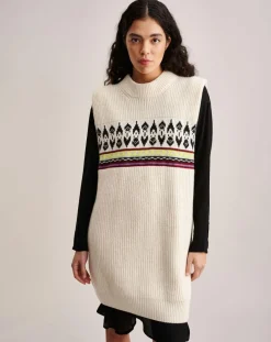 Bellerose Robes|Robe 100% Laine Aiqe jacquard écrue