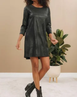 Lauren Vidal Robes|Robe peau de pêche Tasha noire