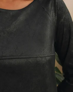 Lauren Vidal Robes|Robe peau de pêche Tasha noire