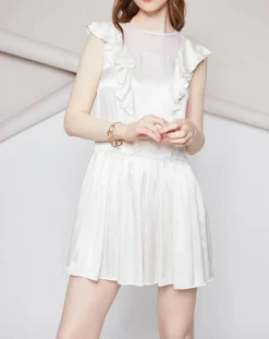 Tara Jarmon Robes|Robe 100% Soie Alexandra nature