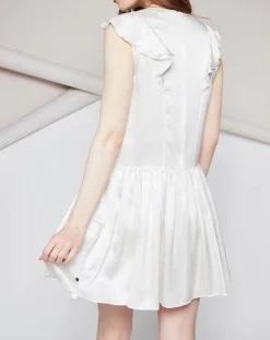 Tara Jarmon Robes|Robe 100% Soie Alexandra nature