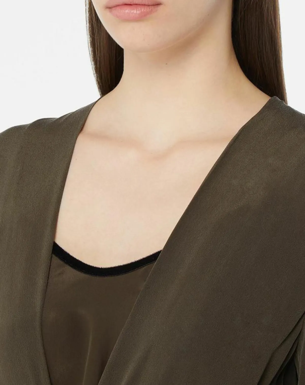 MaxMara Robes|Robe 100% Soie Epsilon kaki