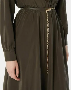 MaxMara Robes|Robe 100% Soie Epsilon kaki