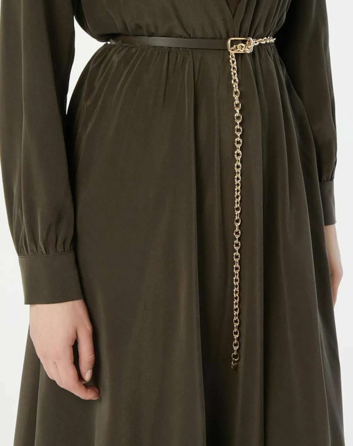 MaxMara Robes|Robe 100% Soie Epsilon kaki