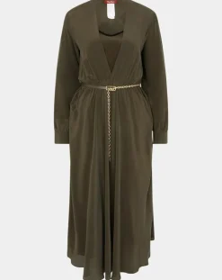 MaxMara Robes|Robe 100% Soie Epsilon kaki