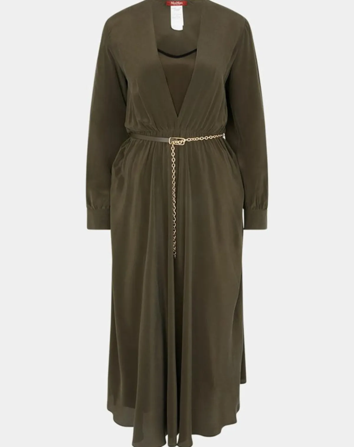 MaxMara Robes|Robe 100% Soie Epsilon kaki