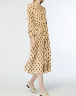 MaxMara Studio Robes|Robe 100% Soie Oxalis beige moyen